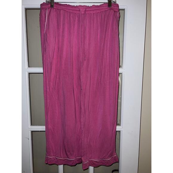 LOFT Ladies Pjs Notch Collar Capri Sleep Pants Size L Hot Pink Pajamas - Picture 1 of 3